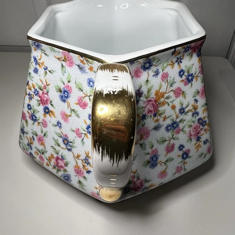 Vintage Two's Company Dana Chintz Floral Porcelain Pitcher 7